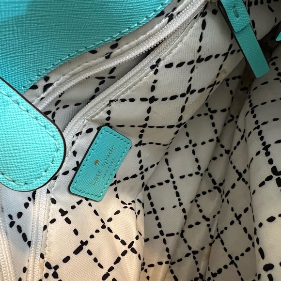 Kate Spade Aqua blue leather bag crossbody strap purse gold hardware - Picture 8 of 14